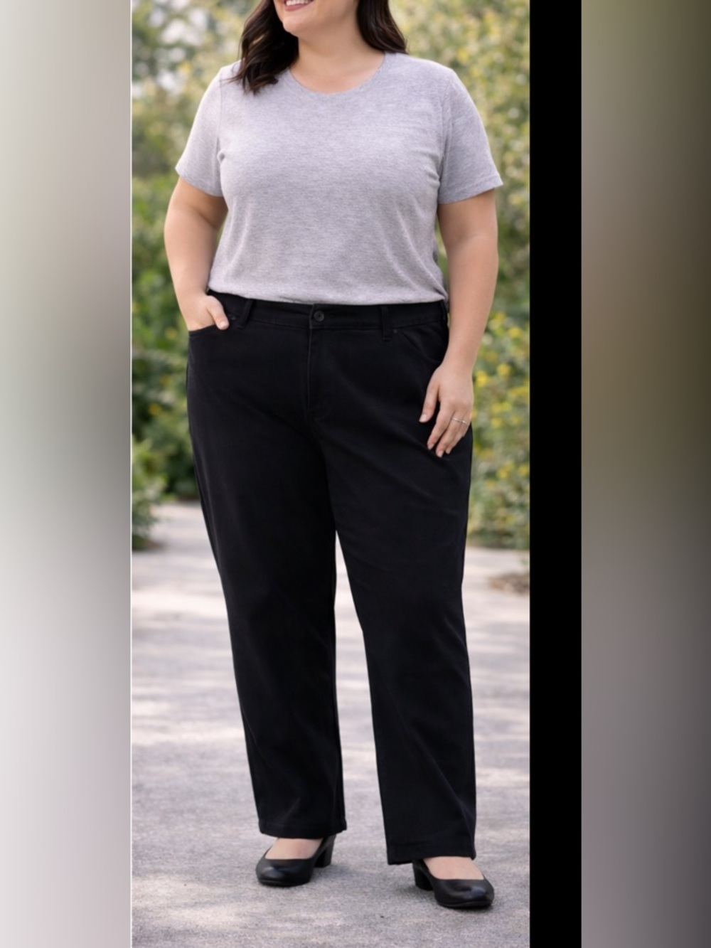 Lee Comfort Black Dress Pants 22W Petite Straight Leg Work Office